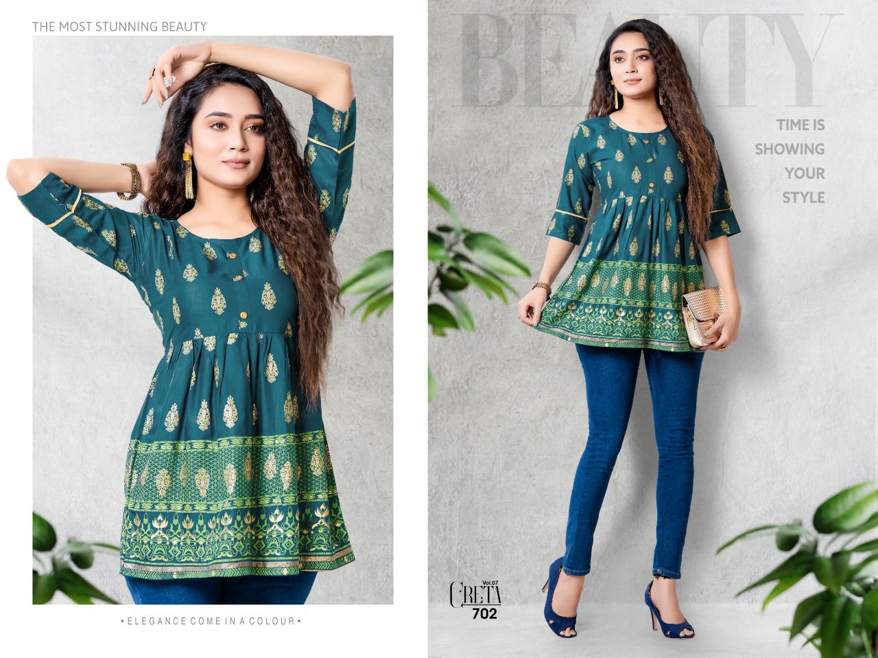 Golden Creta 7 Designer Ethnic Wear Rayon Ladies Top Collection